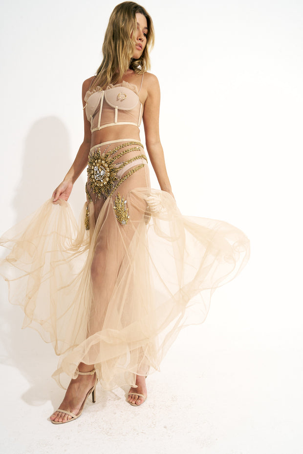 saia tule longa sol handmade