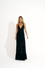 vestido solto tule preto