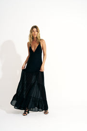 vestido solto tule preto