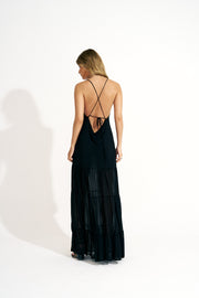 vestido solto tule preto