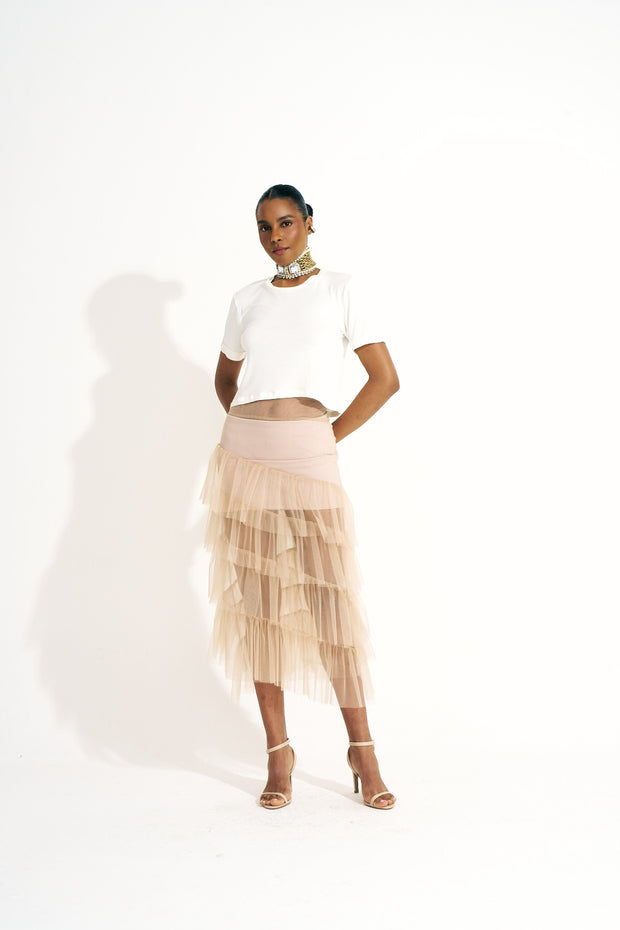 Saia assimétrica Nude
