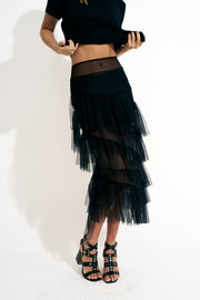 Saia assimétrica preta