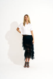 Saia assimétrica preta