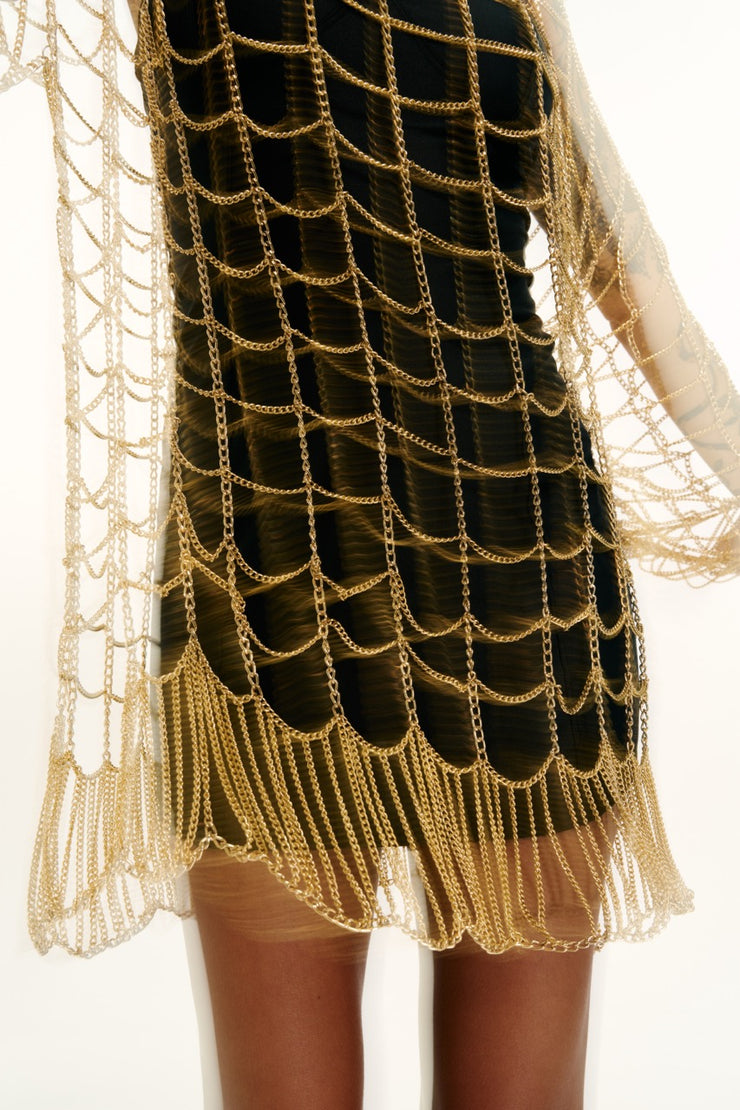Blusão vestido corrente manga longa