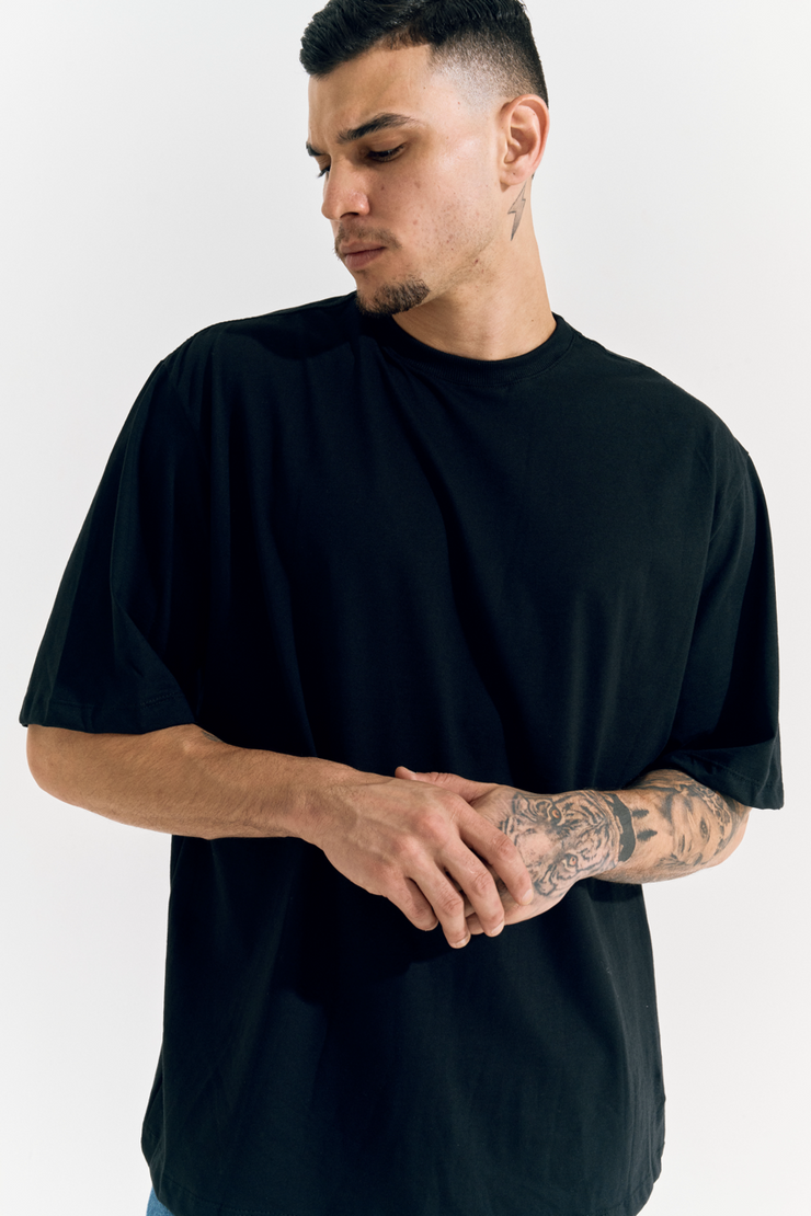 Camisa Manga Curta 100% Algodão Lisa Preta