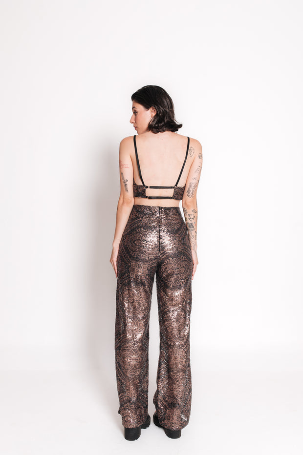 Calça Paetê Recortes