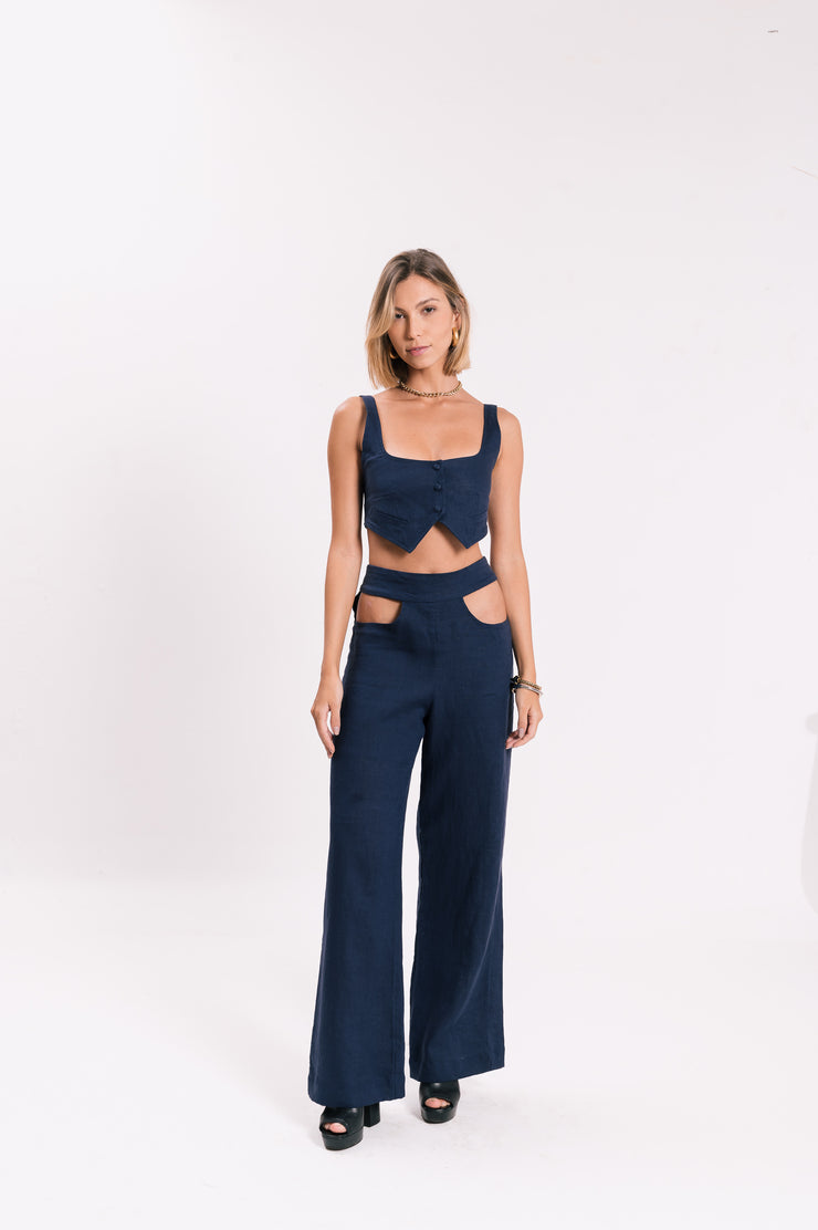 ⁠⁠Calça Alfaiataria com Abertura Cós