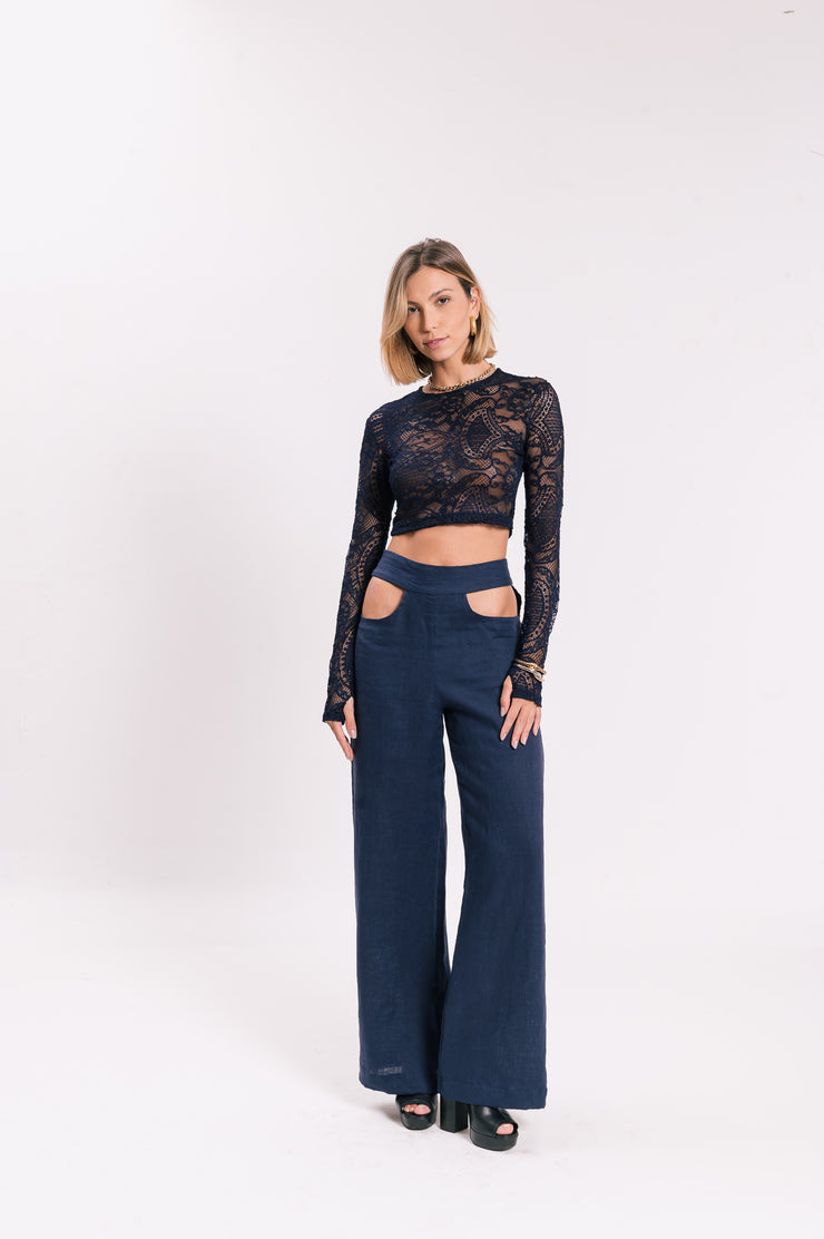 ⁠⁠Calça Alfaiataria com Abertura Cós