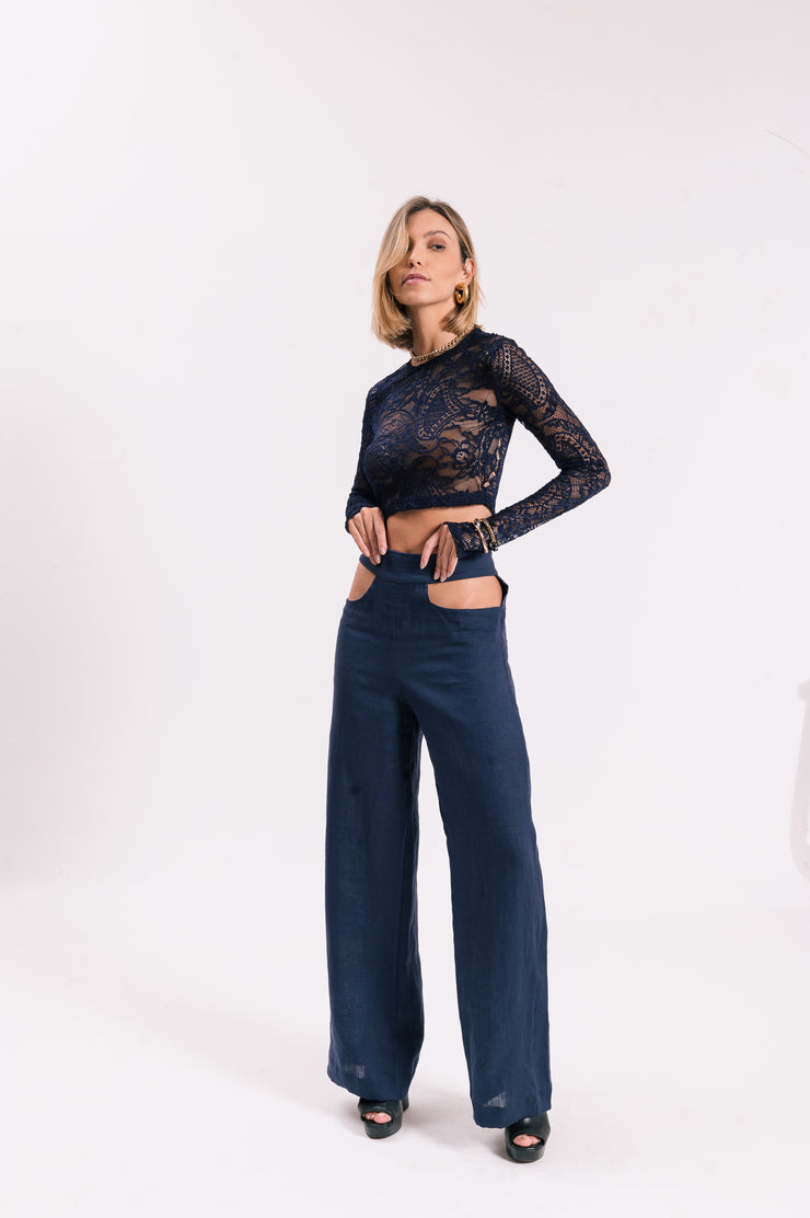 ⁠⁠Calça Alfaiataria com Abertura Cós
