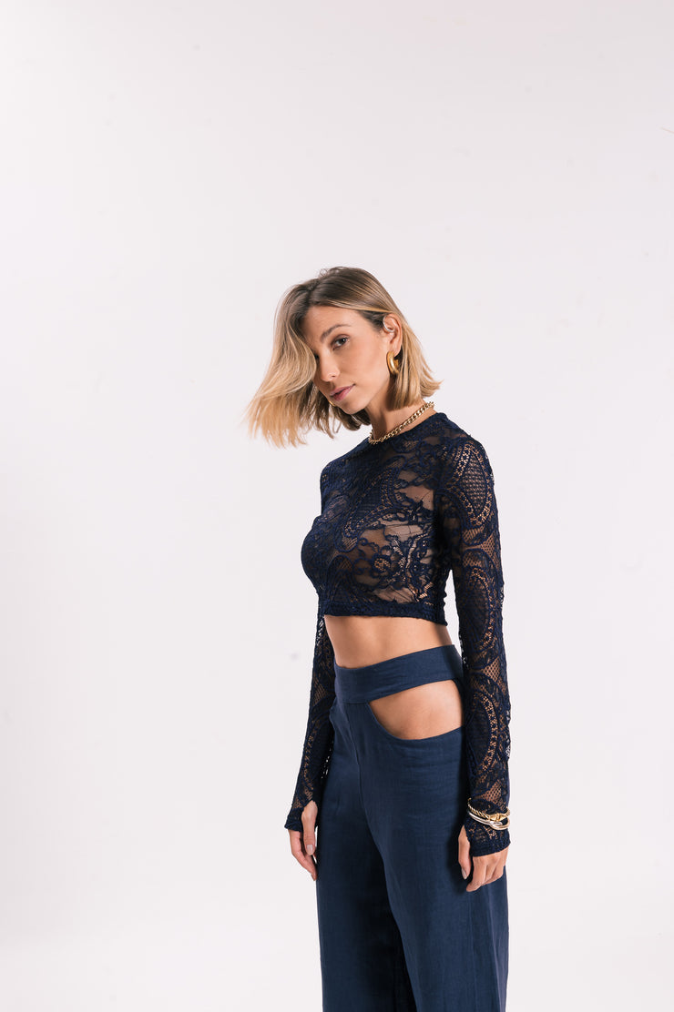 Cropped Renda Marinho