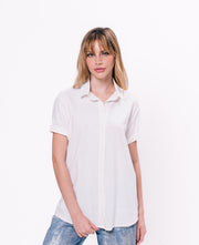 camisa linho Ecow manga curta feminina off-white - Estampa selecionada