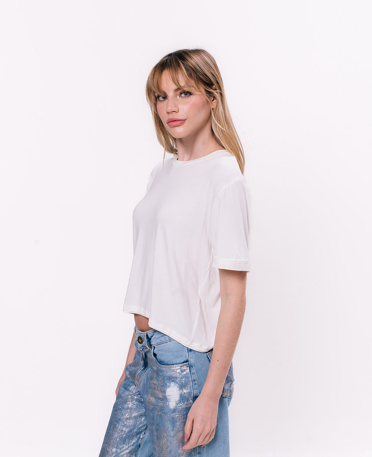 cropped Eco feminina off-white - Estampa selecionada