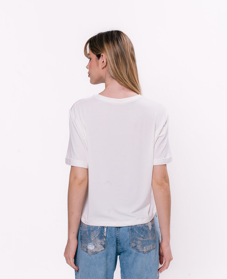 cropped Eco feminina off-white - Estampa selecionada