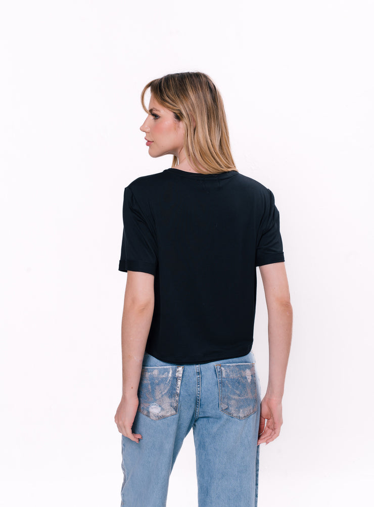 cropped Eco feminina preta - Estampa selecionada