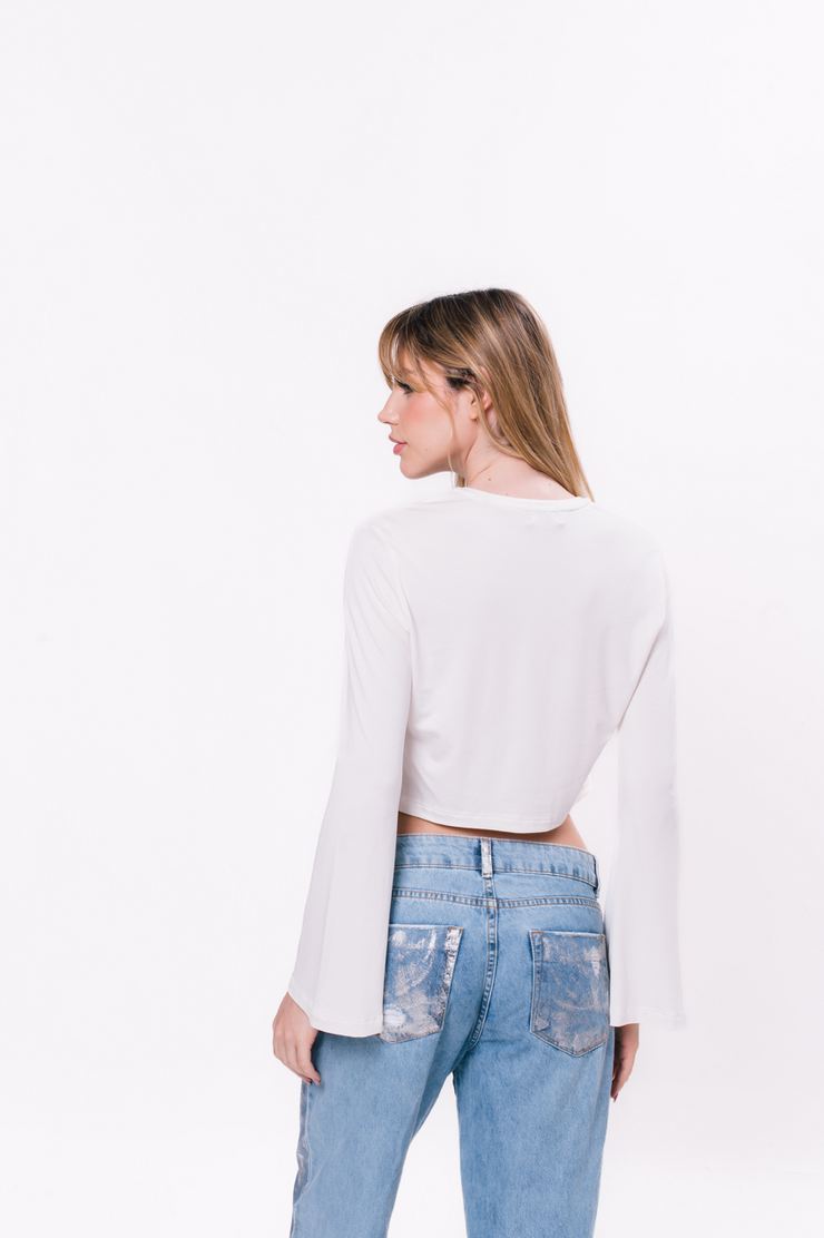 Cropped Feminina Boca de Sino Off