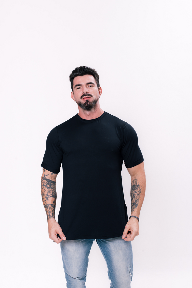 Tee Eco Barra Redonda Masculina Preta