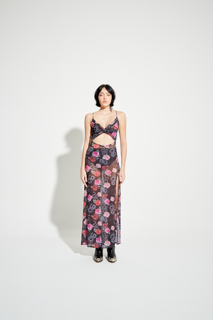 Vestido Tule Recorte Estampa Exclusiva