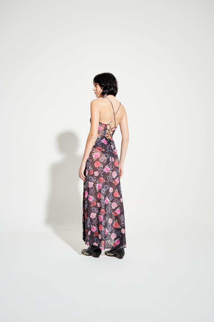 Vestido Tule Recorte Estampa Exclusiva