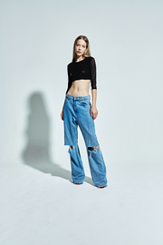 Cropped Tule Piercing Manga Longa