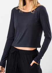 Cropped Manga Longa Preto