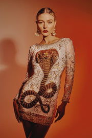 Vestido Curto Cobras Bordado